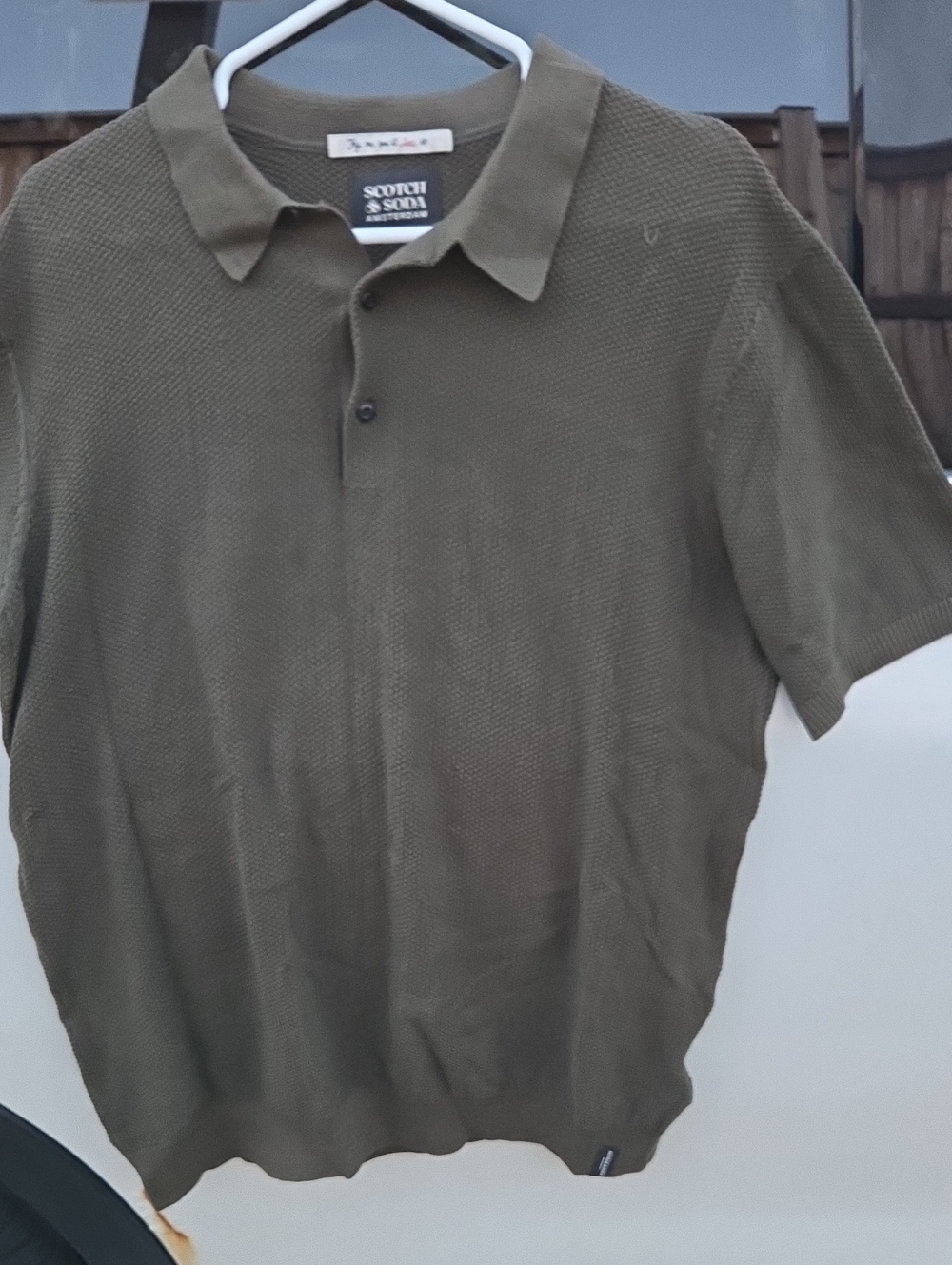 Scotch & Soda Olive Textured Short-Sleeve Polo